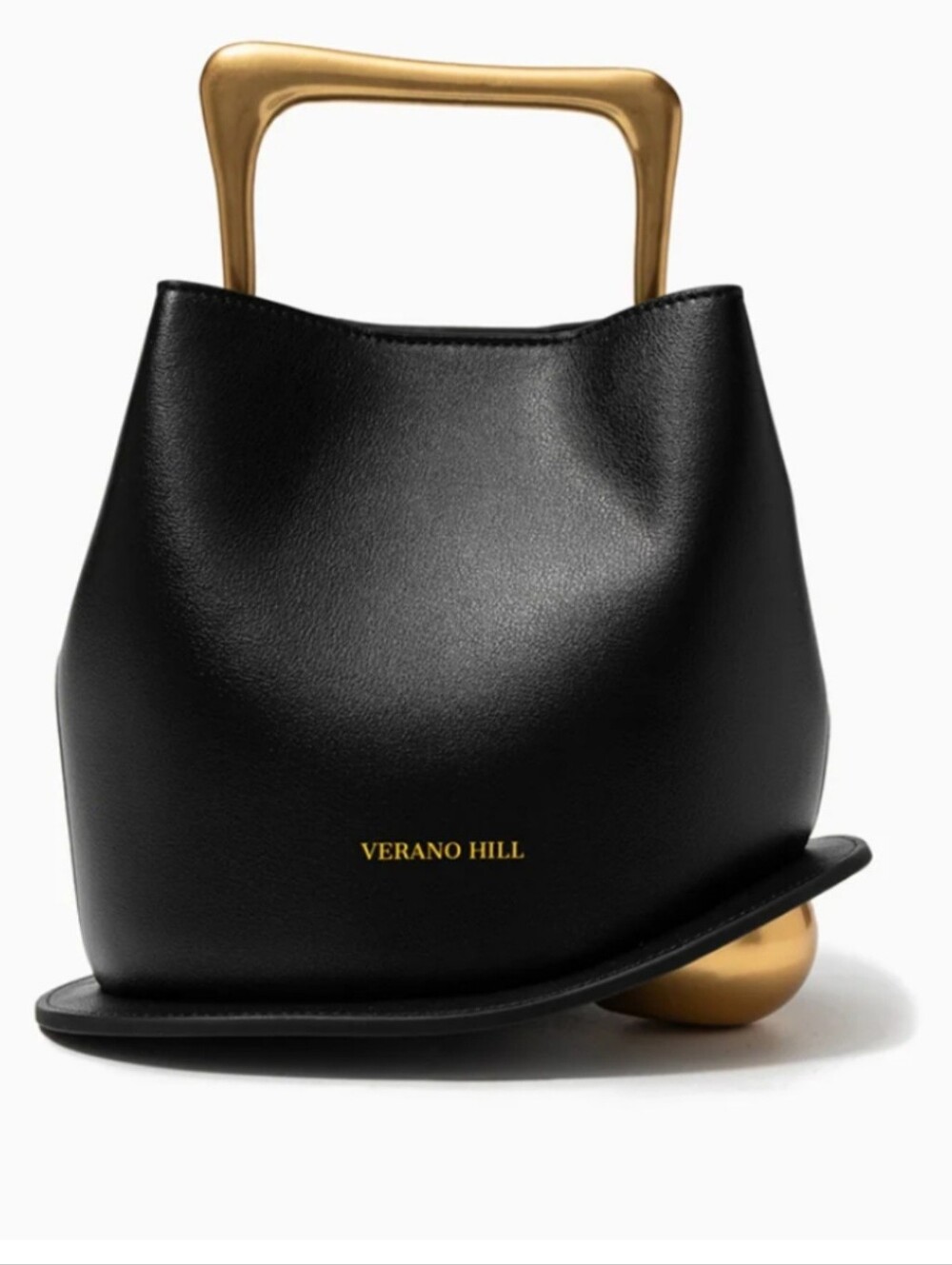 Verano Hill Black & Gold Structured Handbag Crossbody